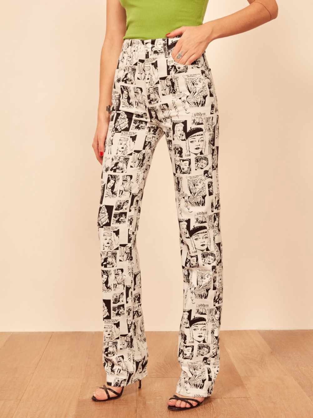 Reformation Newsprint High Rise Straight Jeans